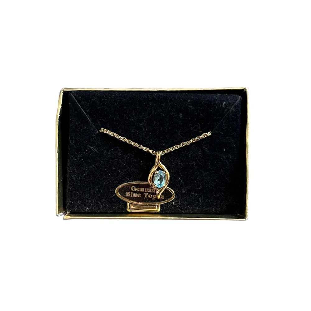 Gold Tone Genuine Topaz Pendant Necklace